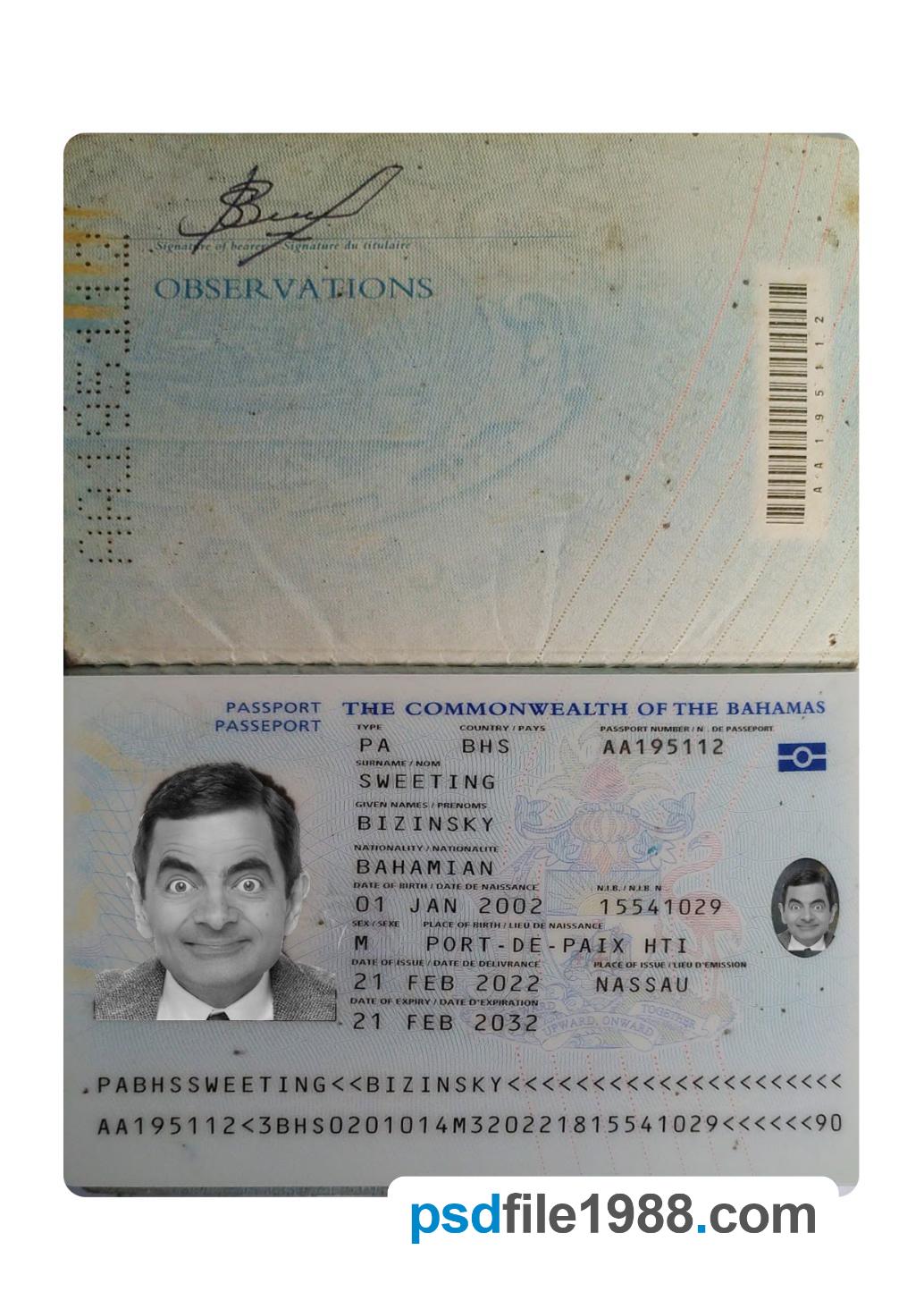 Bahamas Passport 2022-Present